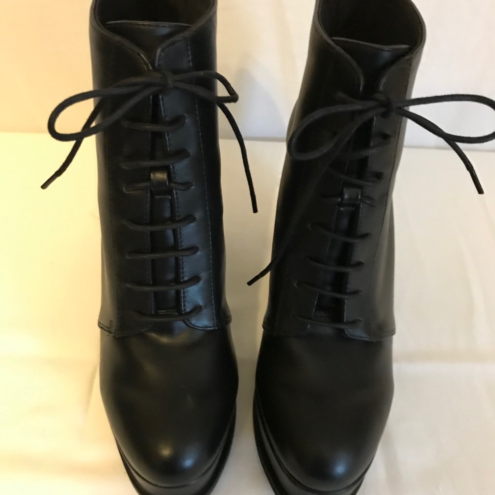 Dividend H&M Black Leather Combat Boots Size 9.5